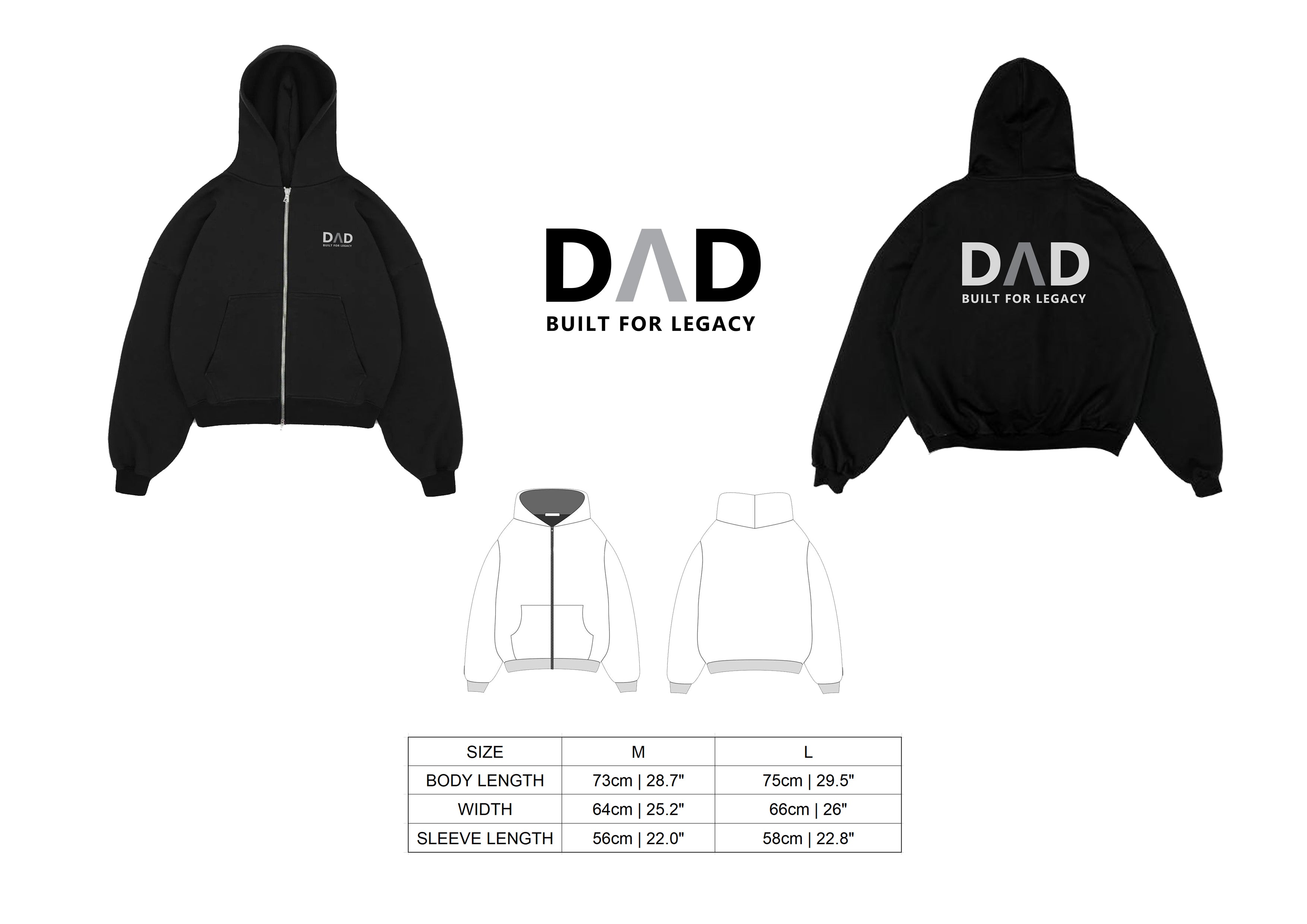 DΛD ZIP Hoodie (Black / Gray )